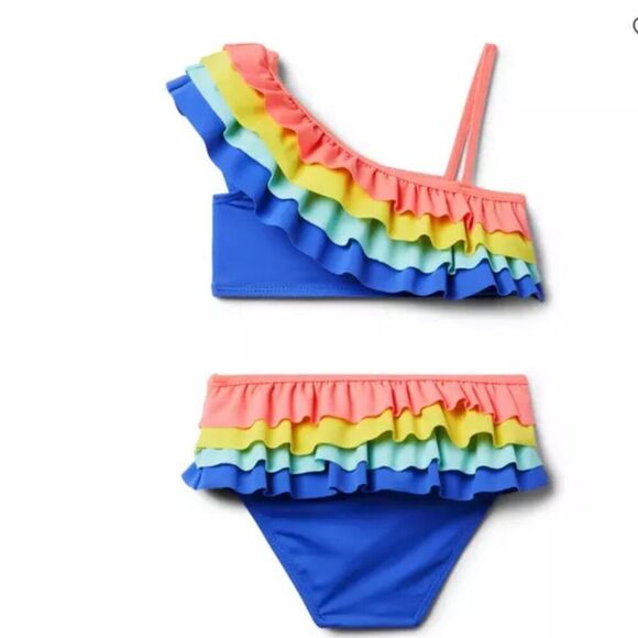 Janie and Jack 100048653 Recycled Ruffle Shoulder 2-Piece Swimsuit NWT 12-18m - Picture 2 of 7